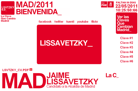 Portada de la página web del candidato Jaime Lissavetzky a la alcaldía de Madrid.
